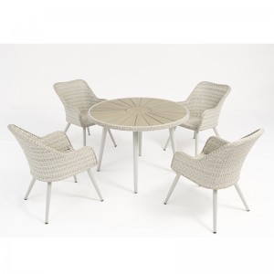 aluminum rattan outdoor furniture set round table with 4 chairs